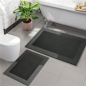 2 Piece Bath Mat Set Bathroom Rugs, Napa Skin Non Slip Ultra Soft and Absorbent